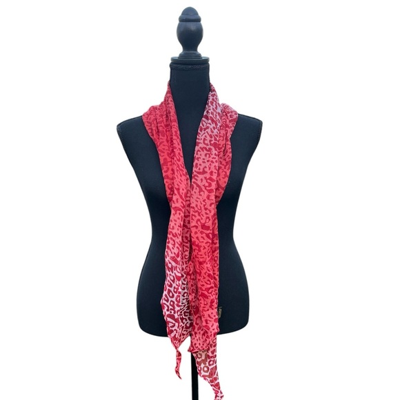 Women’s red & pink elegant red leopard print scarf OS - Picture 2 of 5
